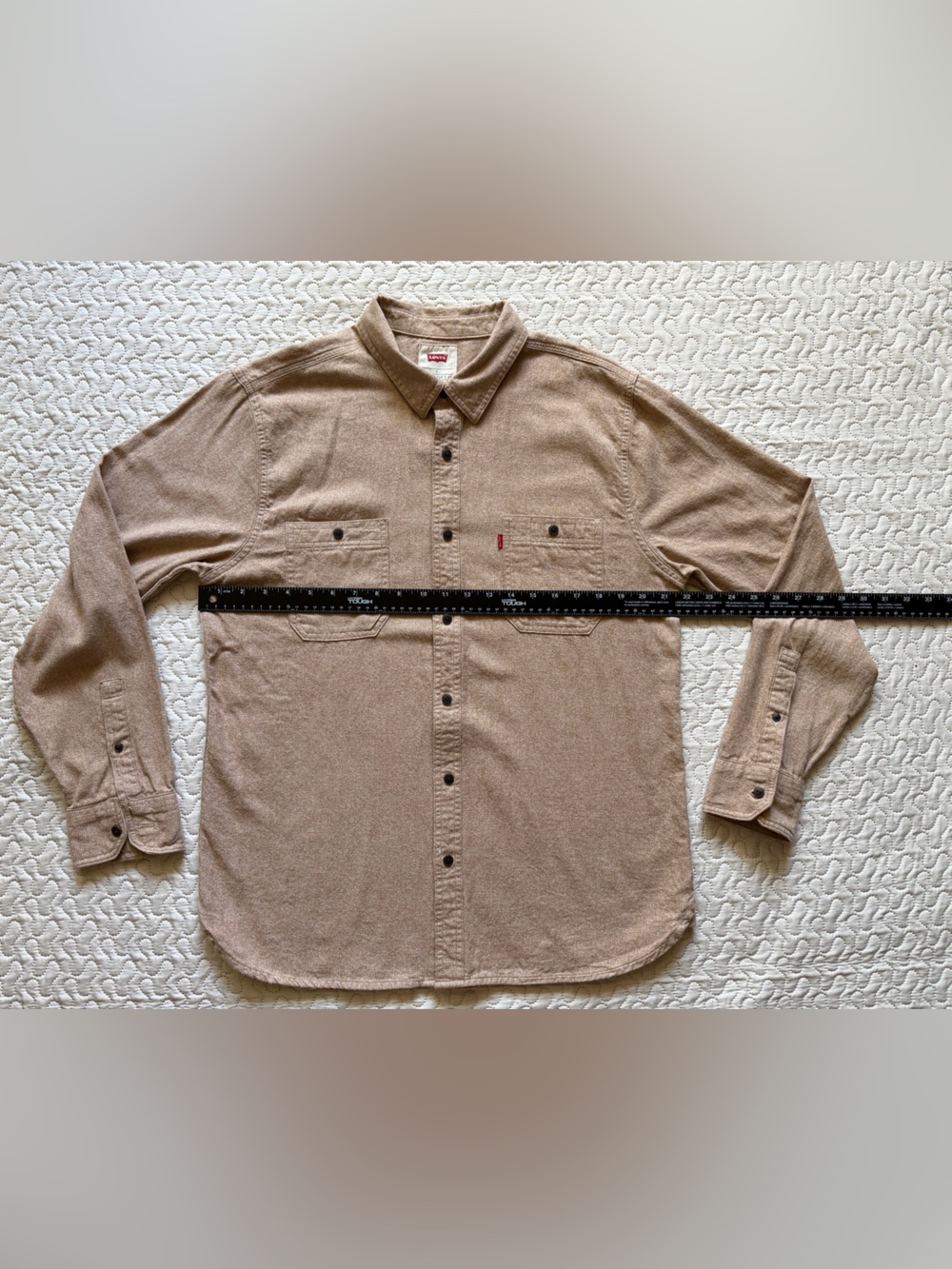 Levi's Men's Tan BeigeButton-Front Shirt 100% Cotton Size Large - Picture 4 of 8